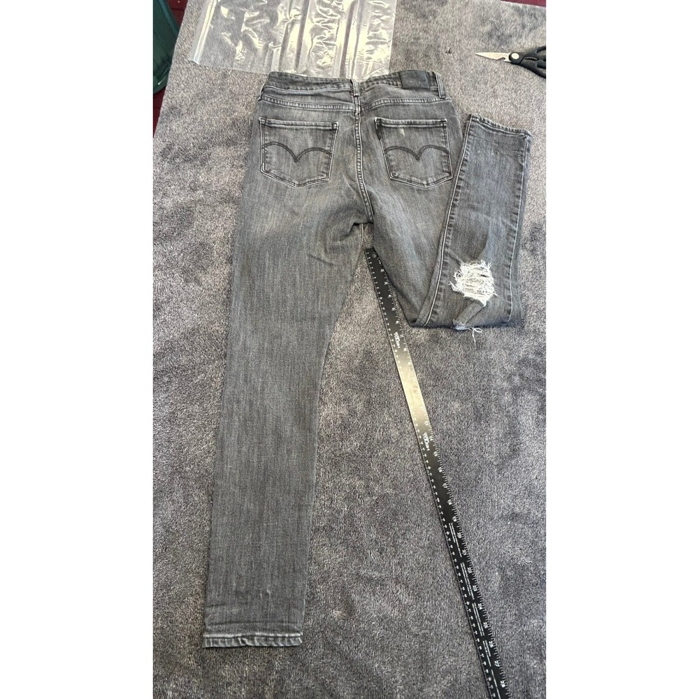 Levis 721 High Rise Skinny Jeans Womens 29 Distressed Faded Black Denim Pants